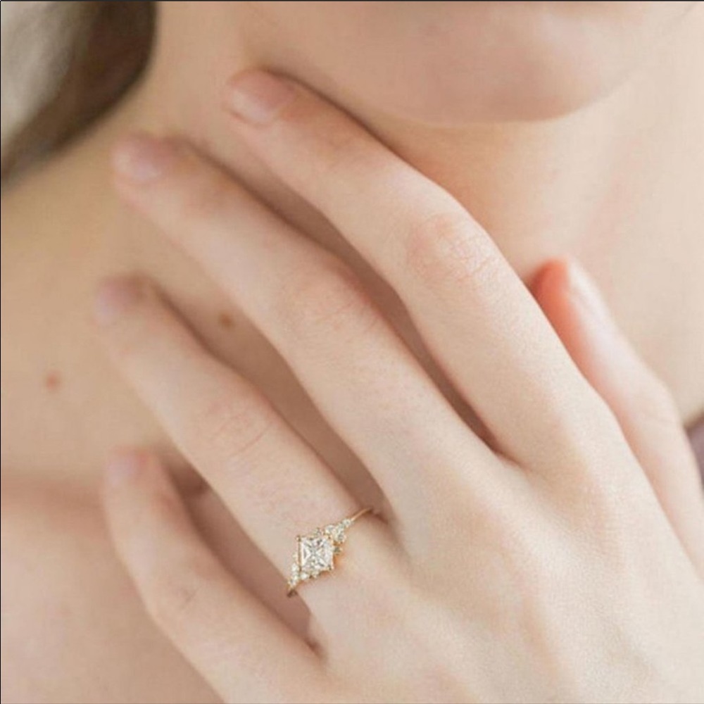 NEW💍18K YELLOW GOLD DIAMOND PRINCESS RING - Picture 3 of 6